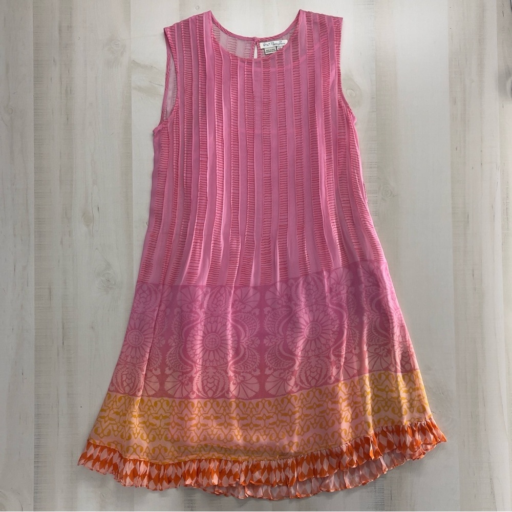 Niki Tlanapan x Anthropologie Lucille silk mini dress printed beautiful xs pink - Picture 4 of 9